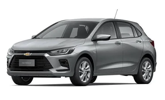 Chevrolet Onix cinza visto de frente — imagem ilustrativa do modelo